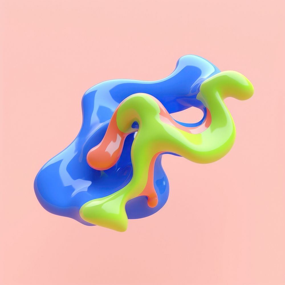 3d render of abstract fluid shape represent of basic shape balloon toy smoke pipe.