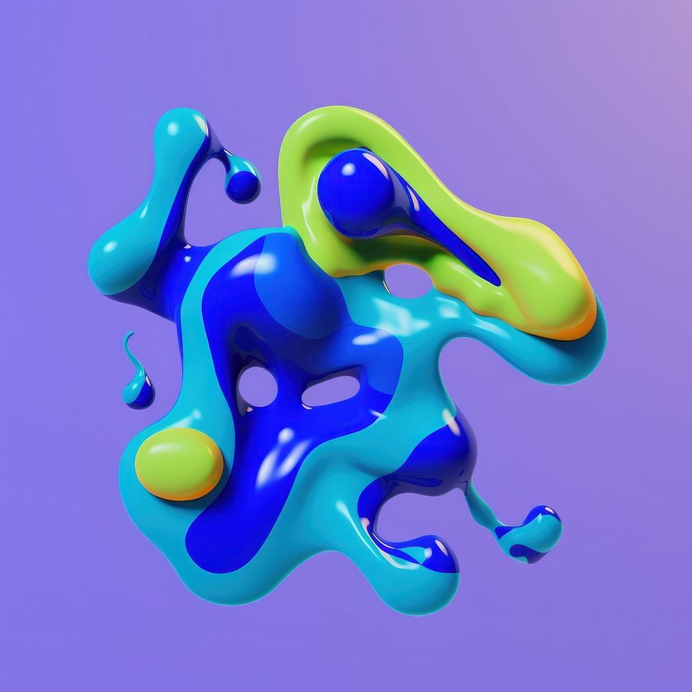3d render of abstract fluid shape represent of basic shape graphics balloon purple.