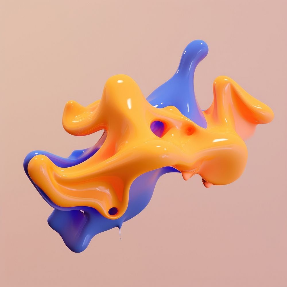 3d render of abstract fluid shape represent of basic shape balloon plastic toy.