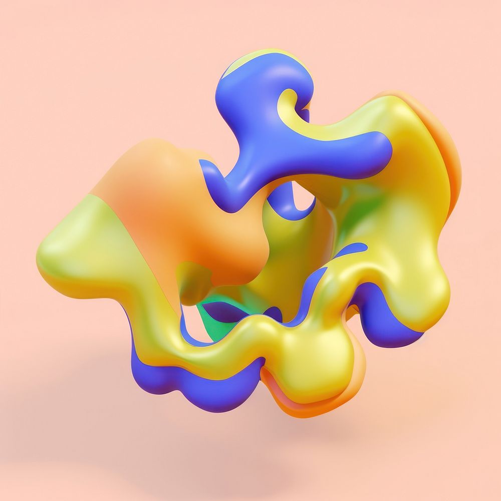 3d render of abstract fluid shape represent of basic shape confectionery balloon sweets.