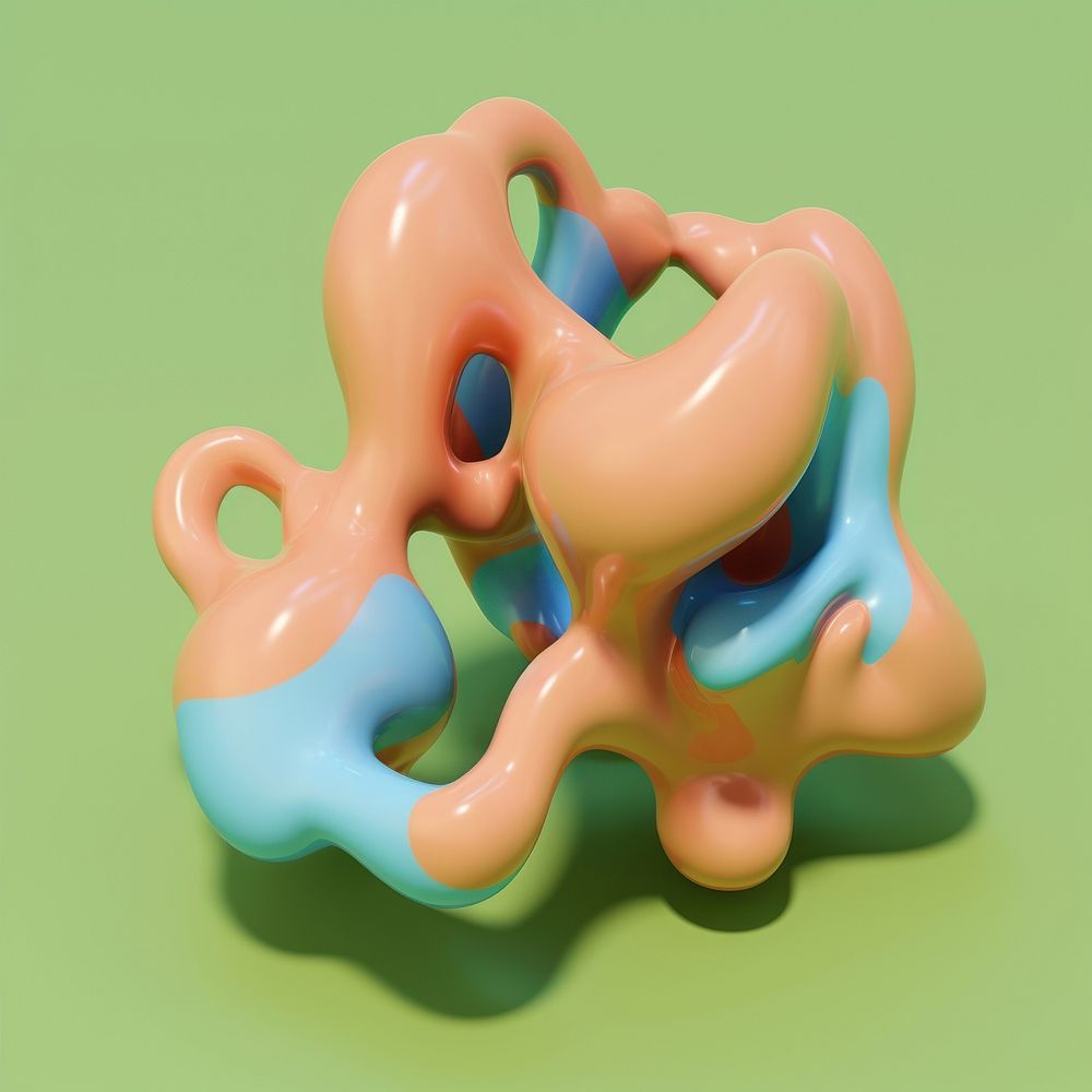 3d render of abstract fluid shape represent of basic shape figurine toy.