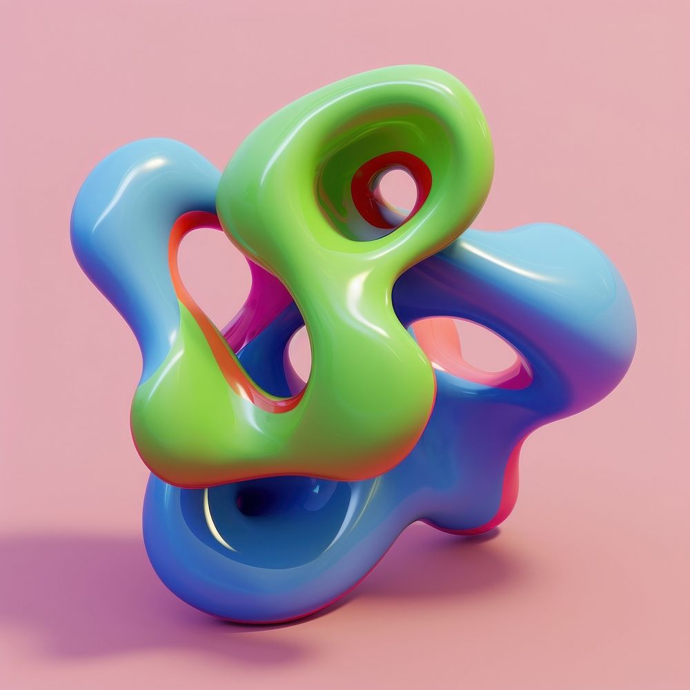 3d render of abstract fluid shape represent of basic shape balloon text art.