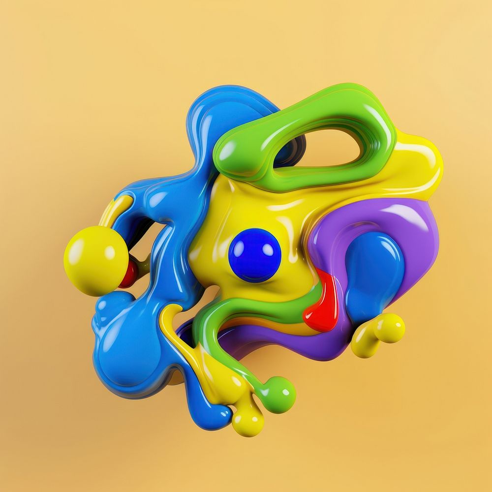 3d render of abstract fluid shape represent of basic shape graphics scissors balloon.