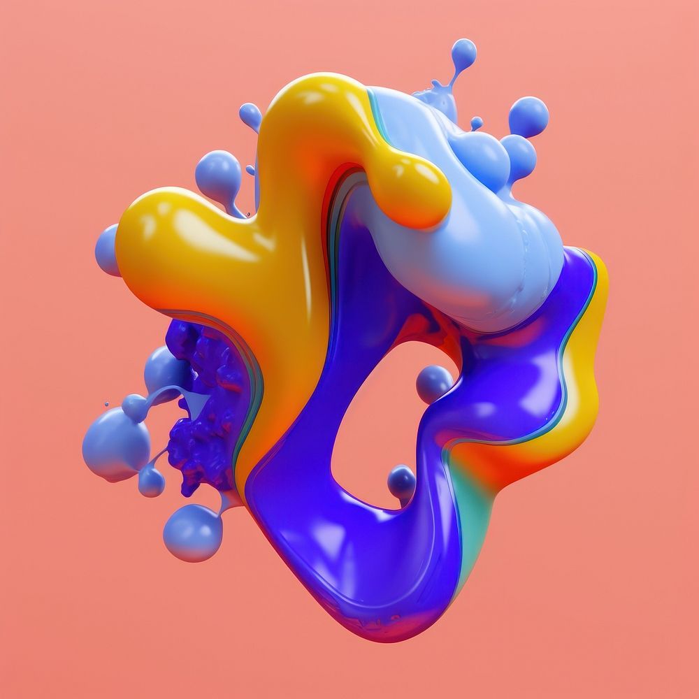 3d render of abstract fluid shape represent of basic shape graphics balloon symbol.
