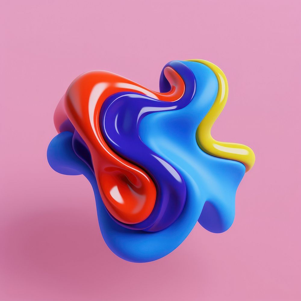 3d render of abstract fluid shape represent of basic shape confectionery graphics balloon.