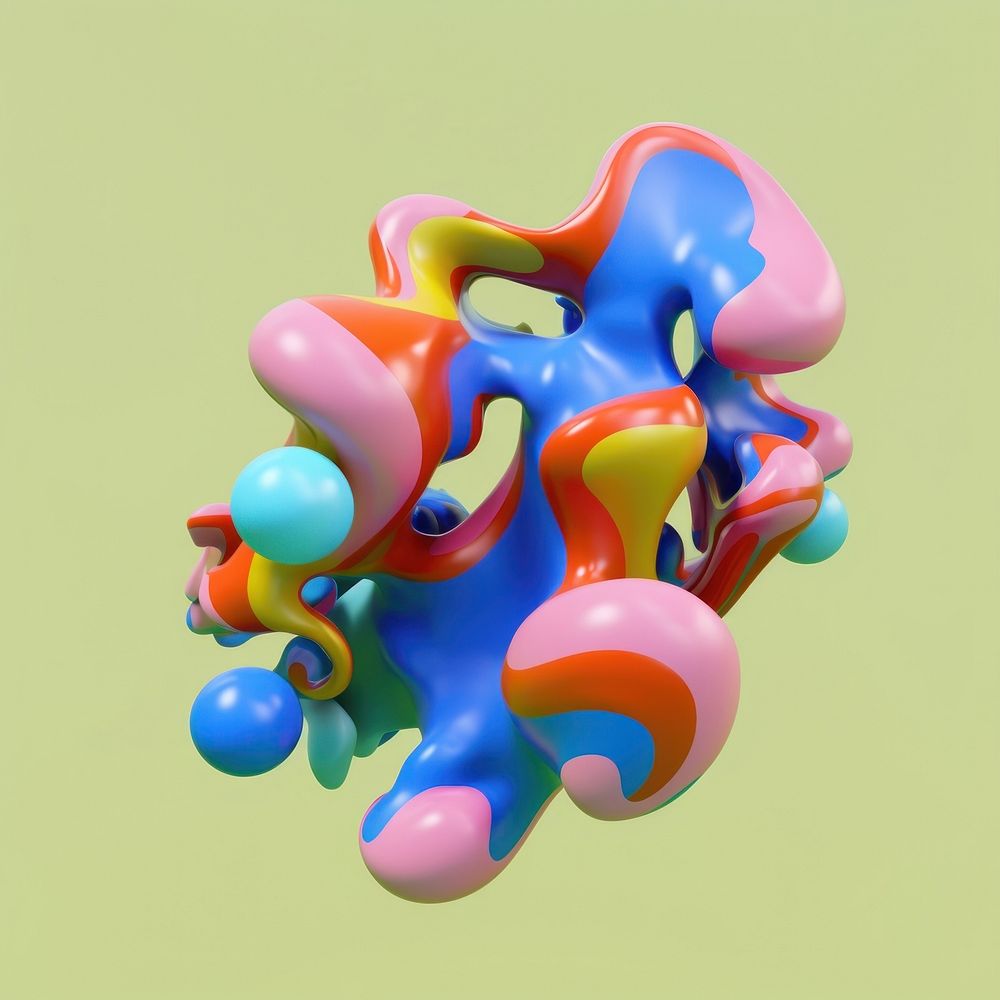 3d render of abstract fluid shape represent of basic shape balloon.