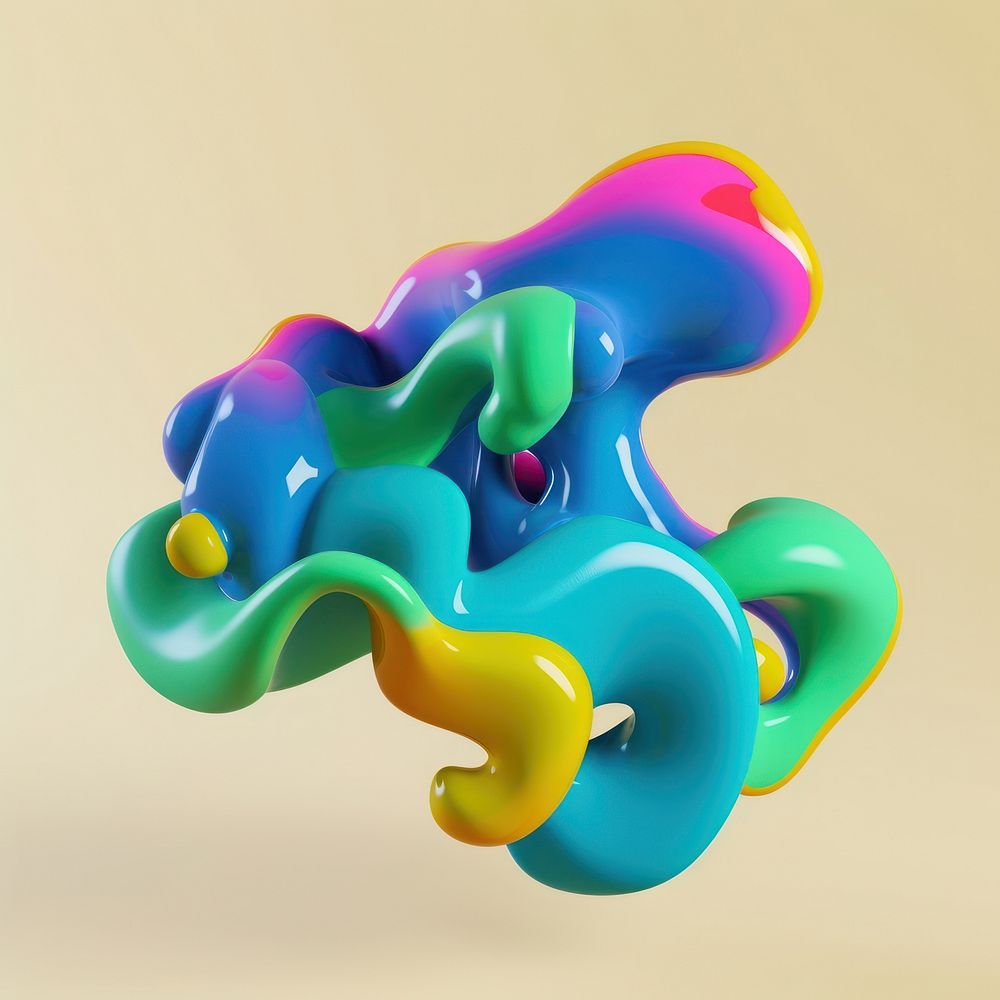 3d render of abstract fluid shape represent of basic shape outdoors balloon snowman.