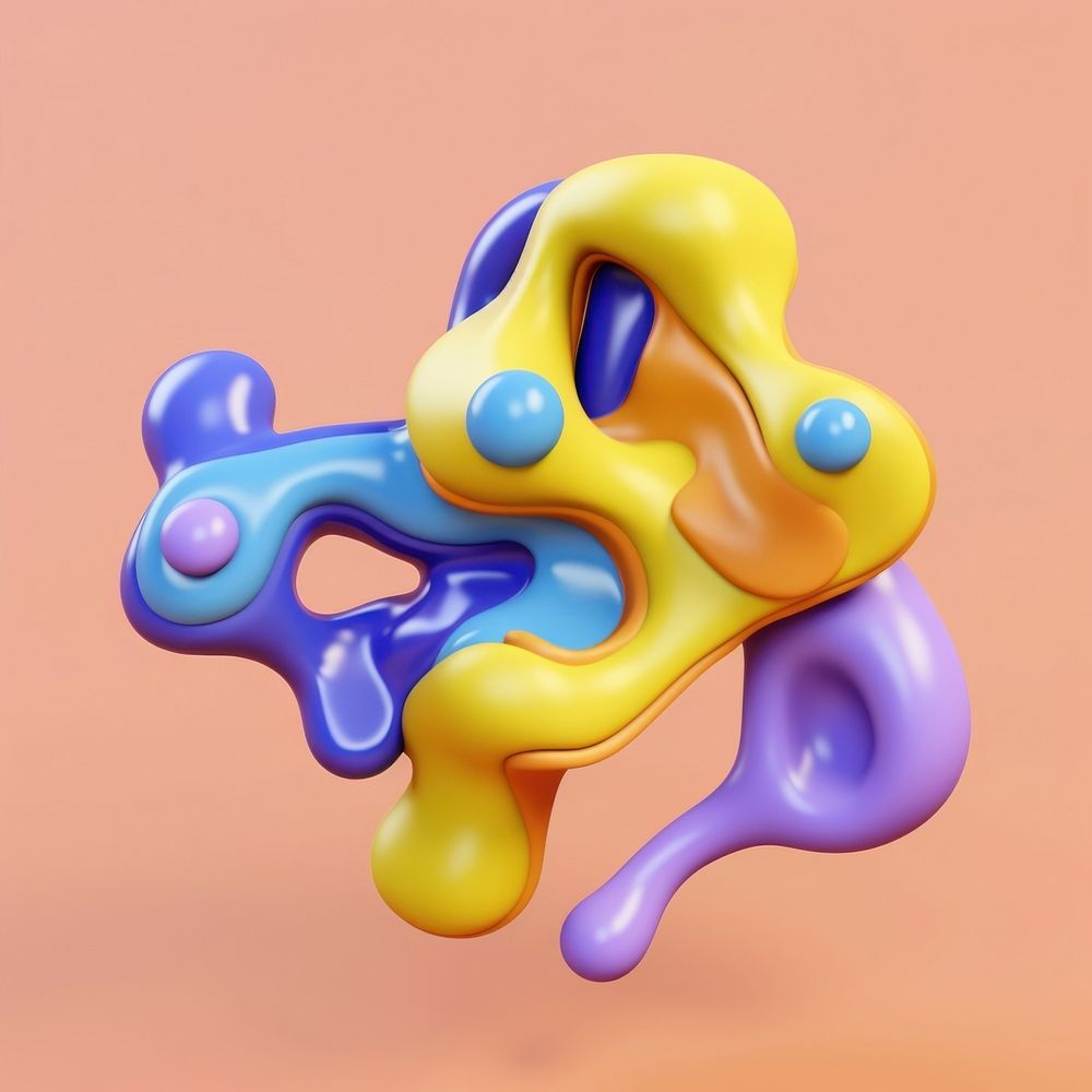 3d render of abstract fluid shape represent of basic shape balloon toy smoke pipe.