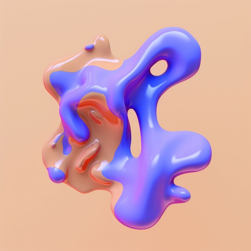 3d render of abstract fluid shape represent of basic shape balloon purple art.