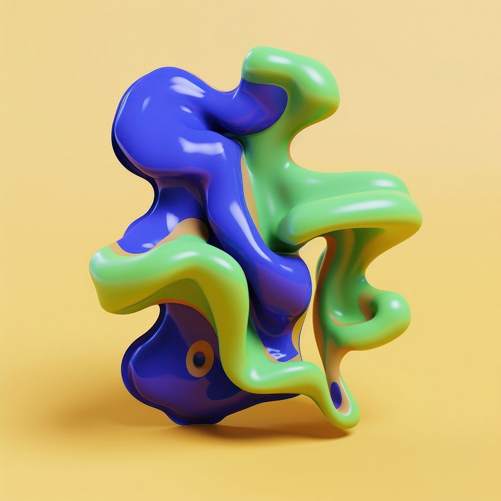 3d render of abstract fluid shape represent of basic shape balloon smoke pipe.