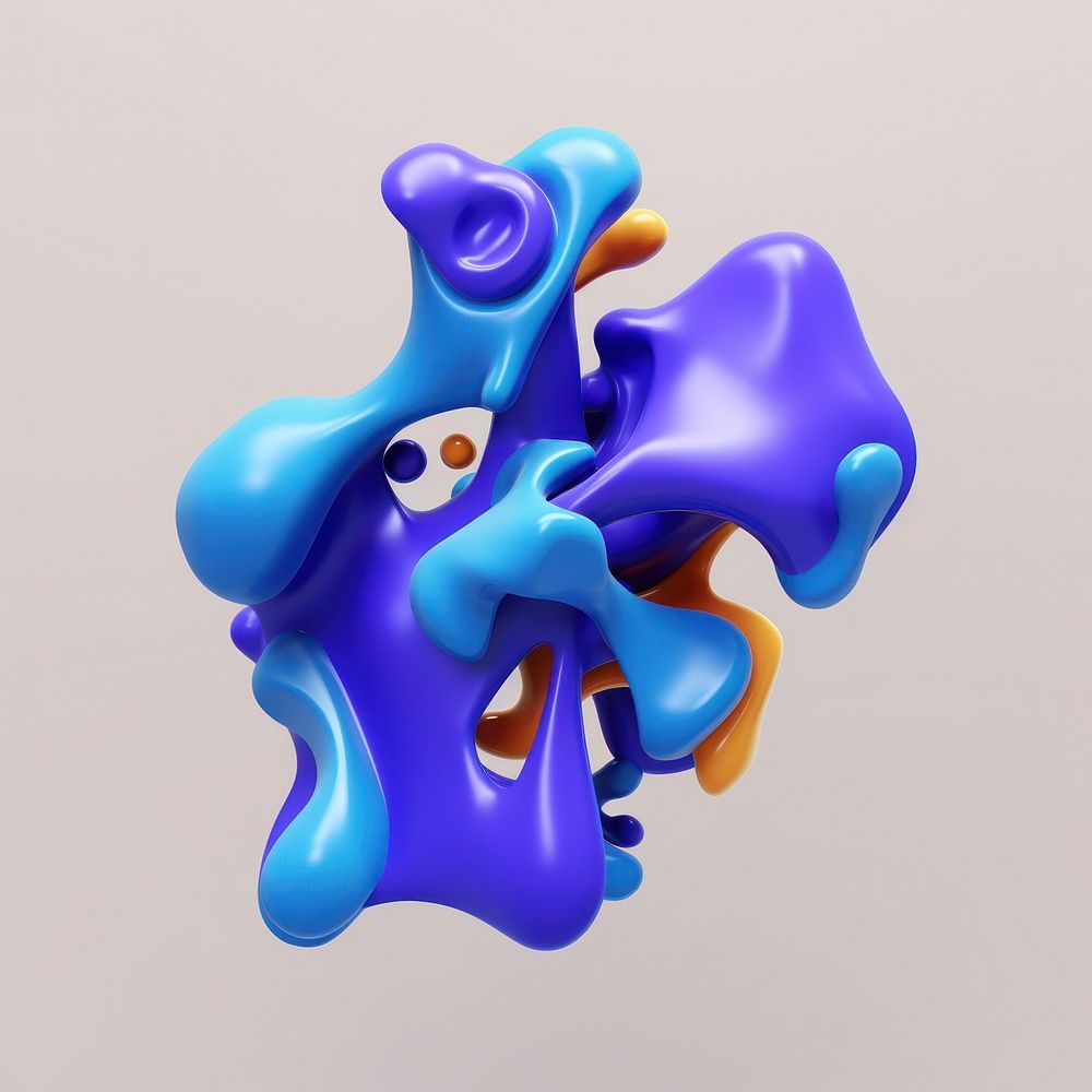 3d render of abstract fluid shape represent of basic shape balloon purple.