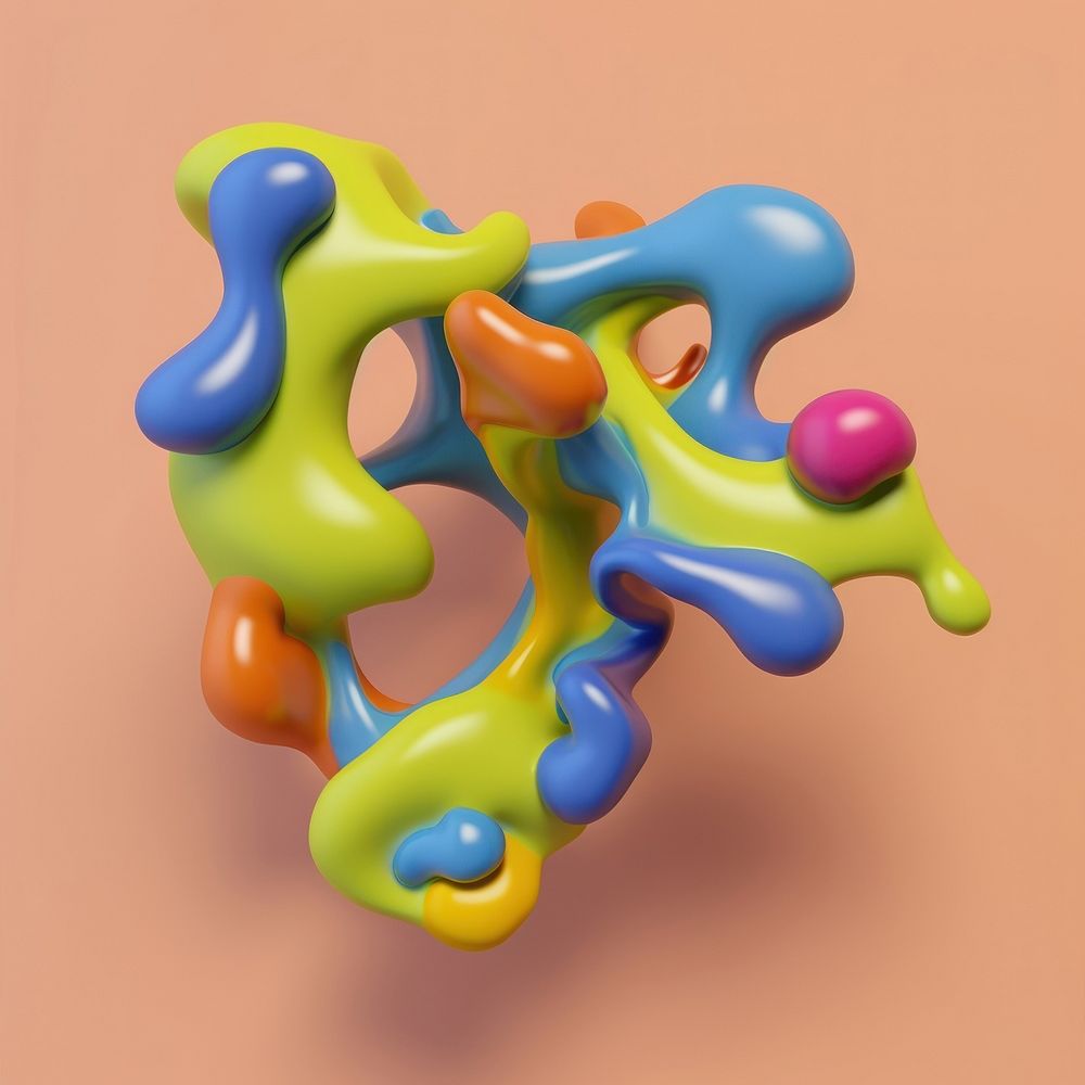 3d render of abstract fluid shape represent of basic shape balloon rattle toy.