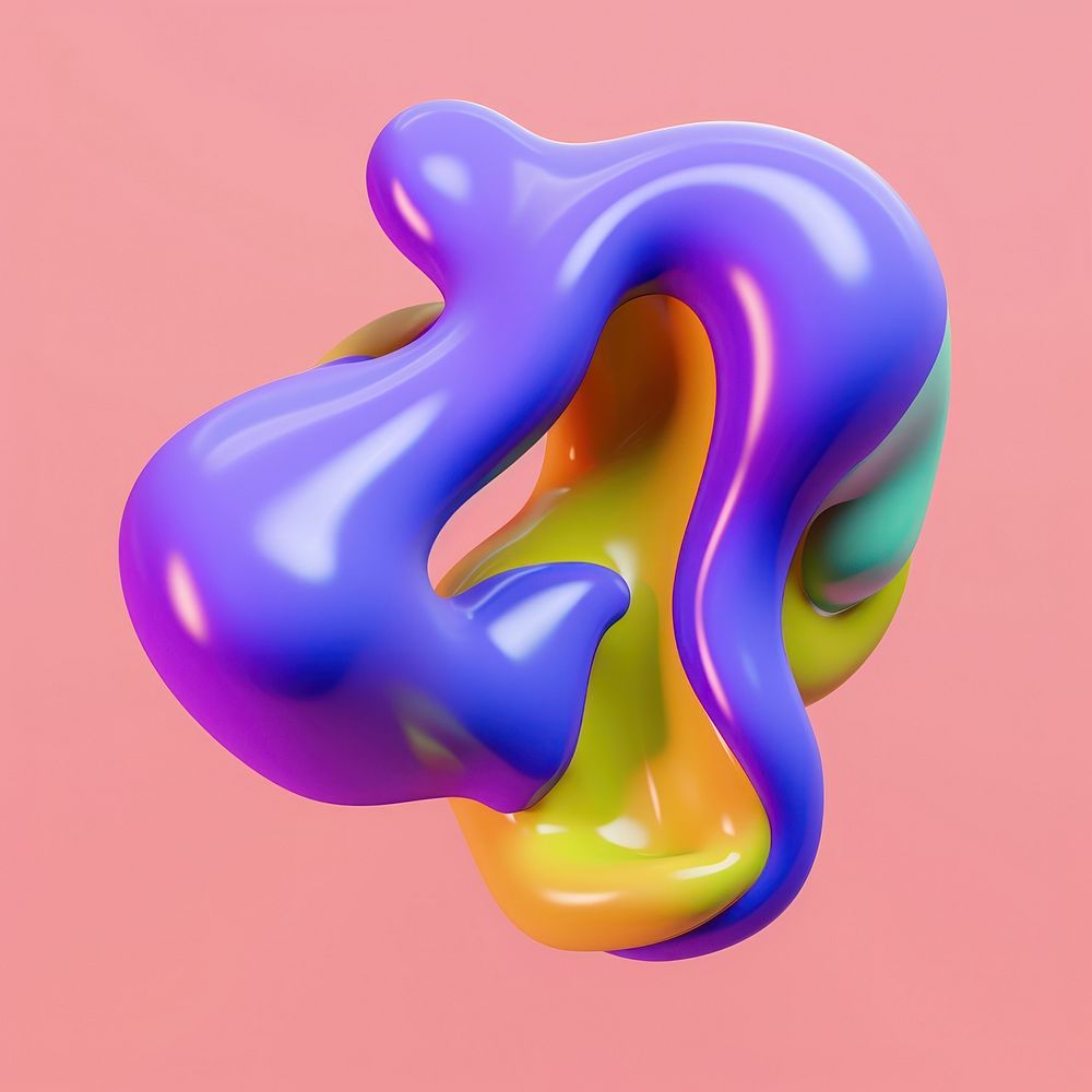 3d render of abstract fluid shape represent of basic shape confectionery appliance balloon.