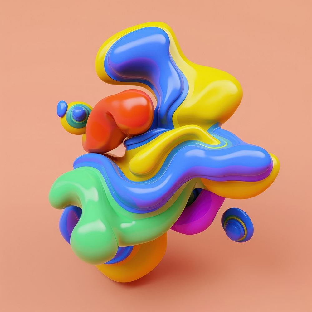3d render of abstract fluid shape represent of basic shape graphics balloon toy.