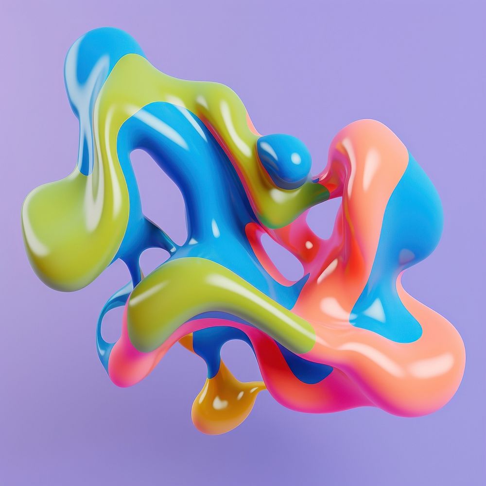 3d render of abstract fluid shape represent of basic shape graphics balloon art.
