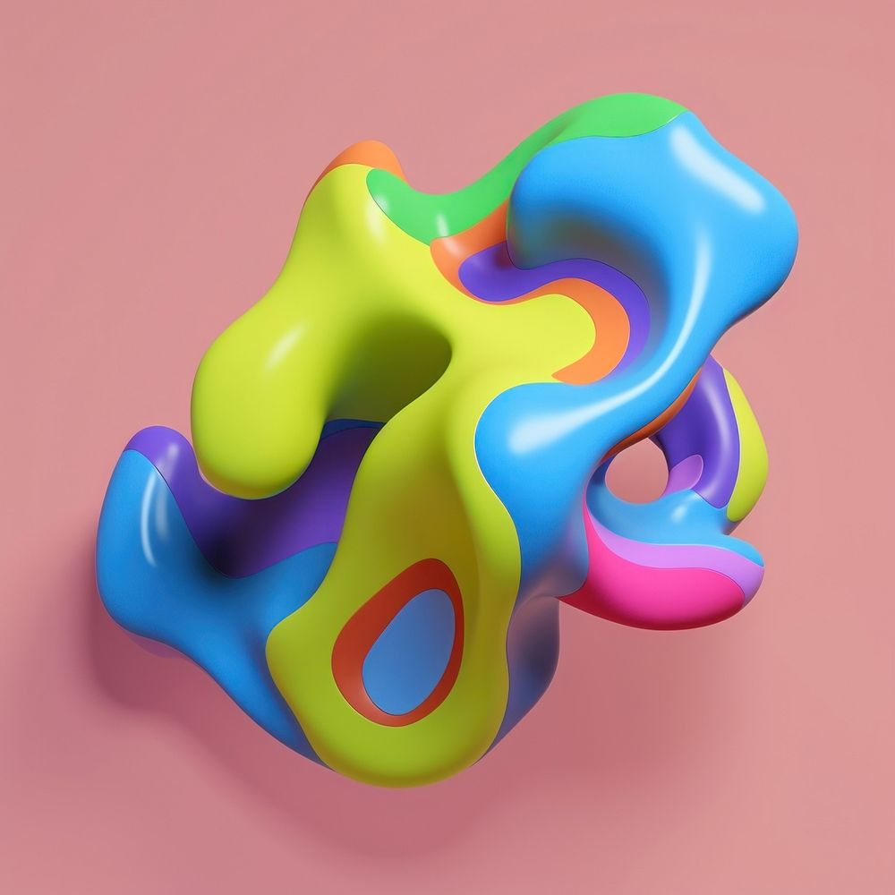 3d render of abstract fluid shape represent of basic shape balloon toy.