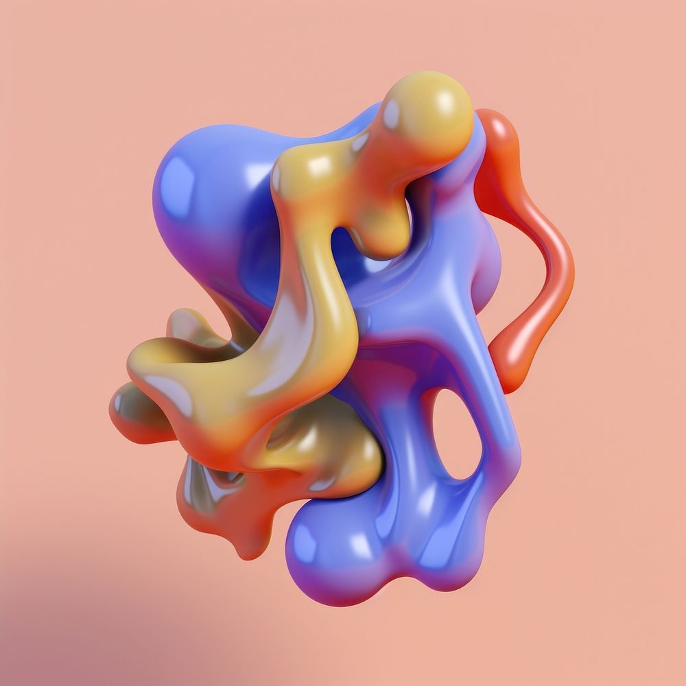 3d render of abstract fluid shape represent of basic shape balloon art modern art.