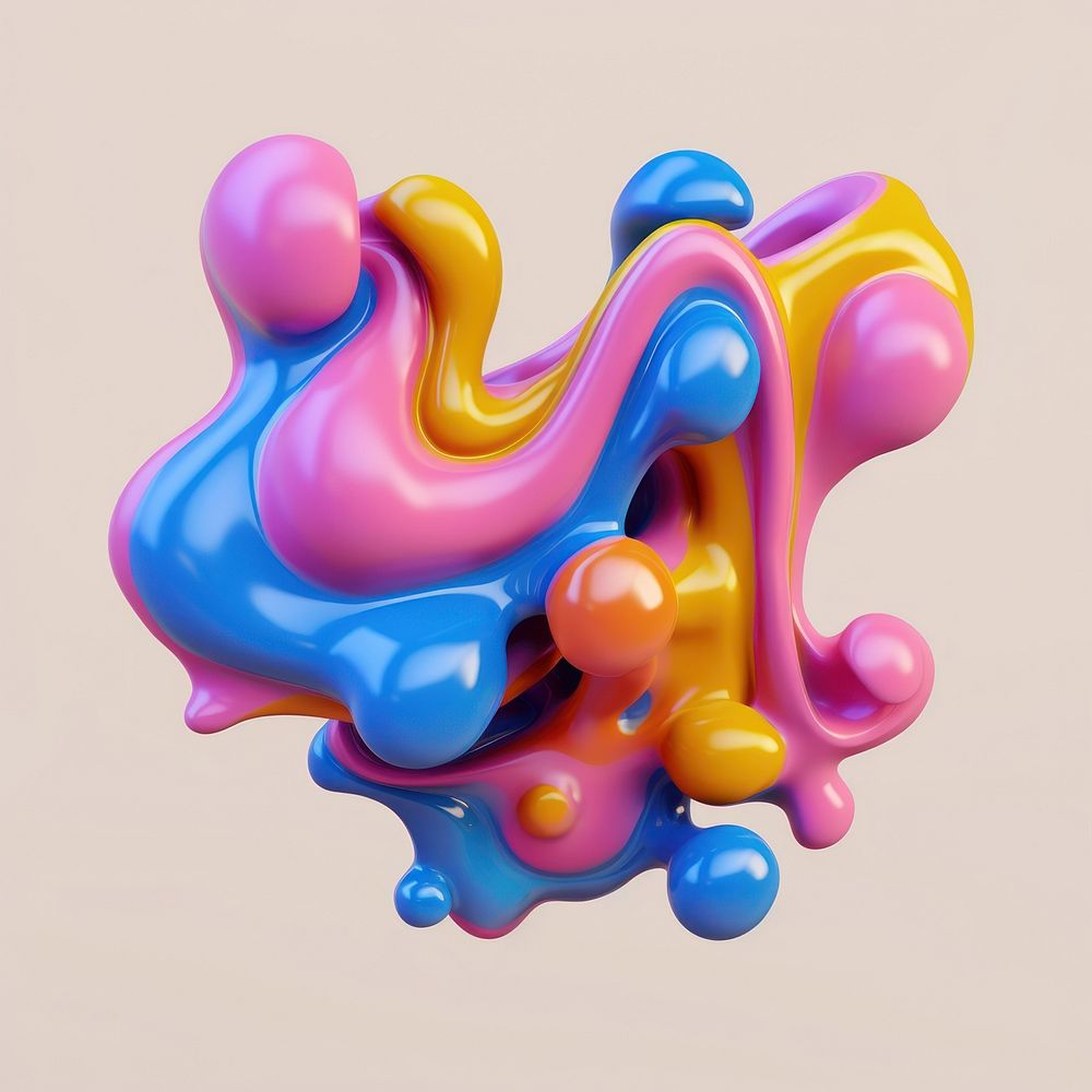 3d render of abstract fluid shape represent of basic shape balloon art smoke pipe.