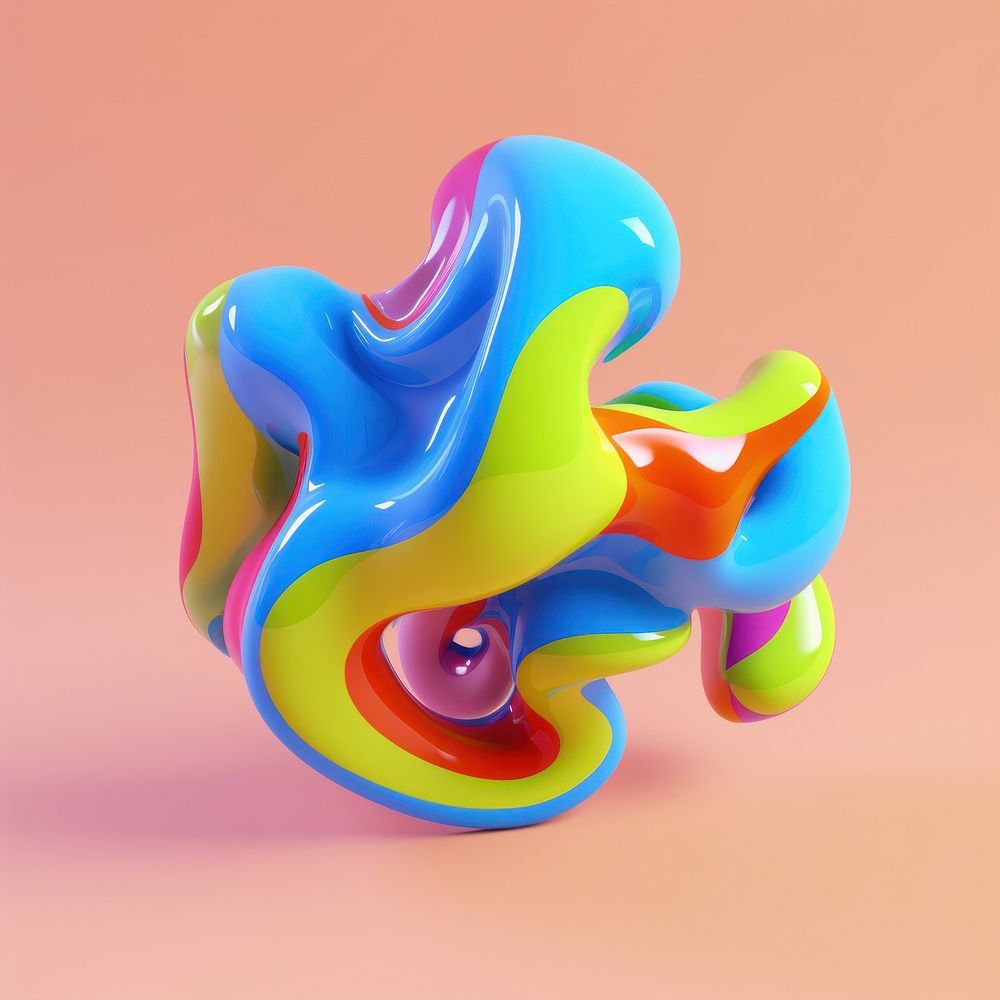 3d render of abstract fluid shape represent of basic shape confectionery balloon sweets.