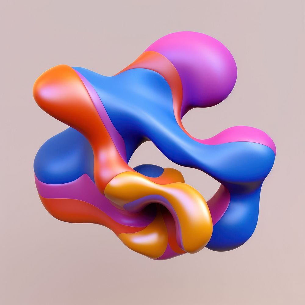 3d render of abstract fluid shape represent of basic shape balloon smoke pipe.