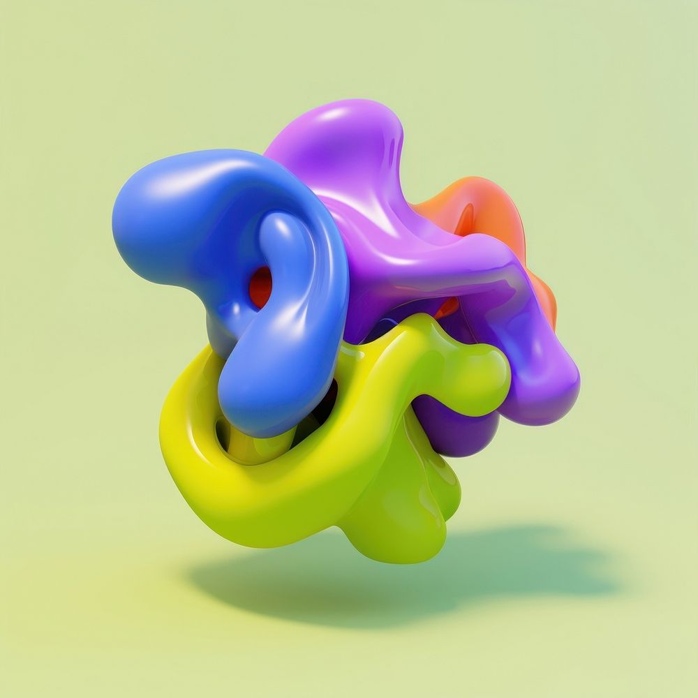 3d render of abstract fluid shape represent of basic shape balloon rattle toy.