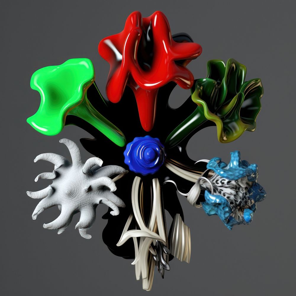 A plastic flower biology abstract from made of different types of texture accessories chandelier accessory.