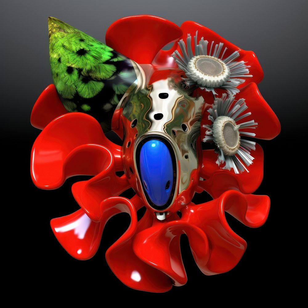 A plastic flower biology abstract from made of different types of texture accessories accessory gemstone.