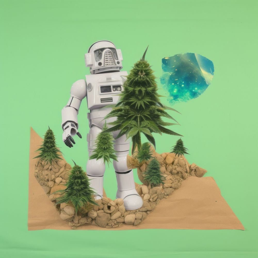 Cannabis business person robot green.