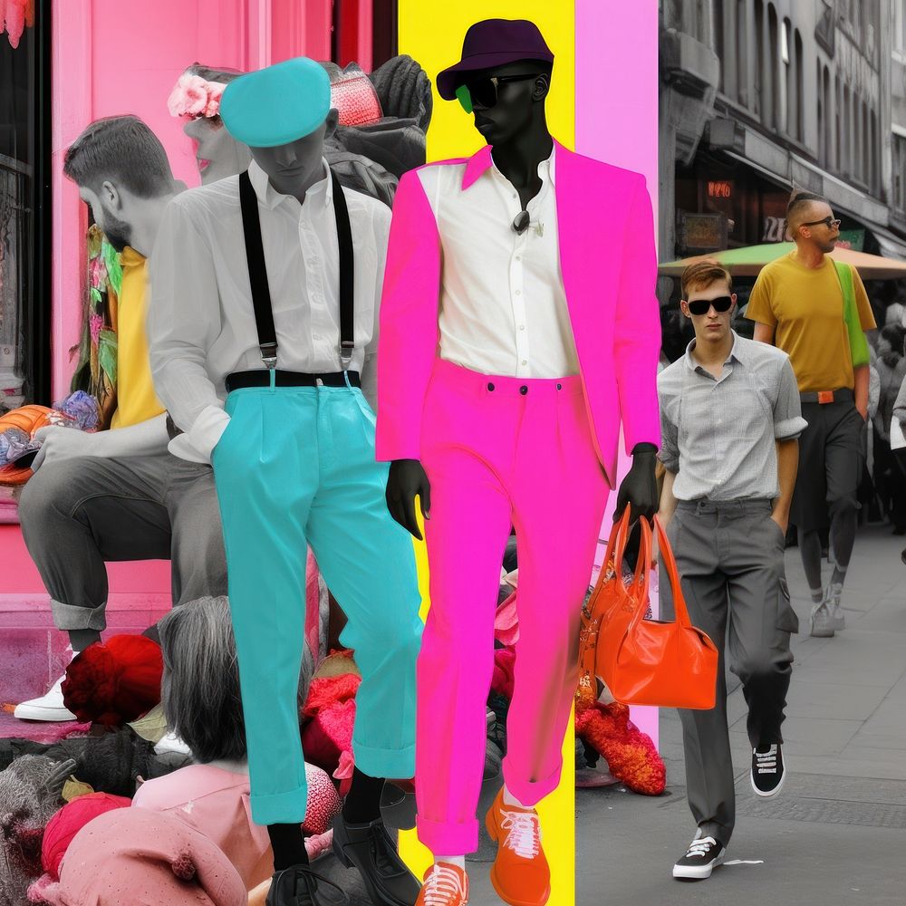 Minimal pop art collage represent of street men fashion accessories accessory clothing.