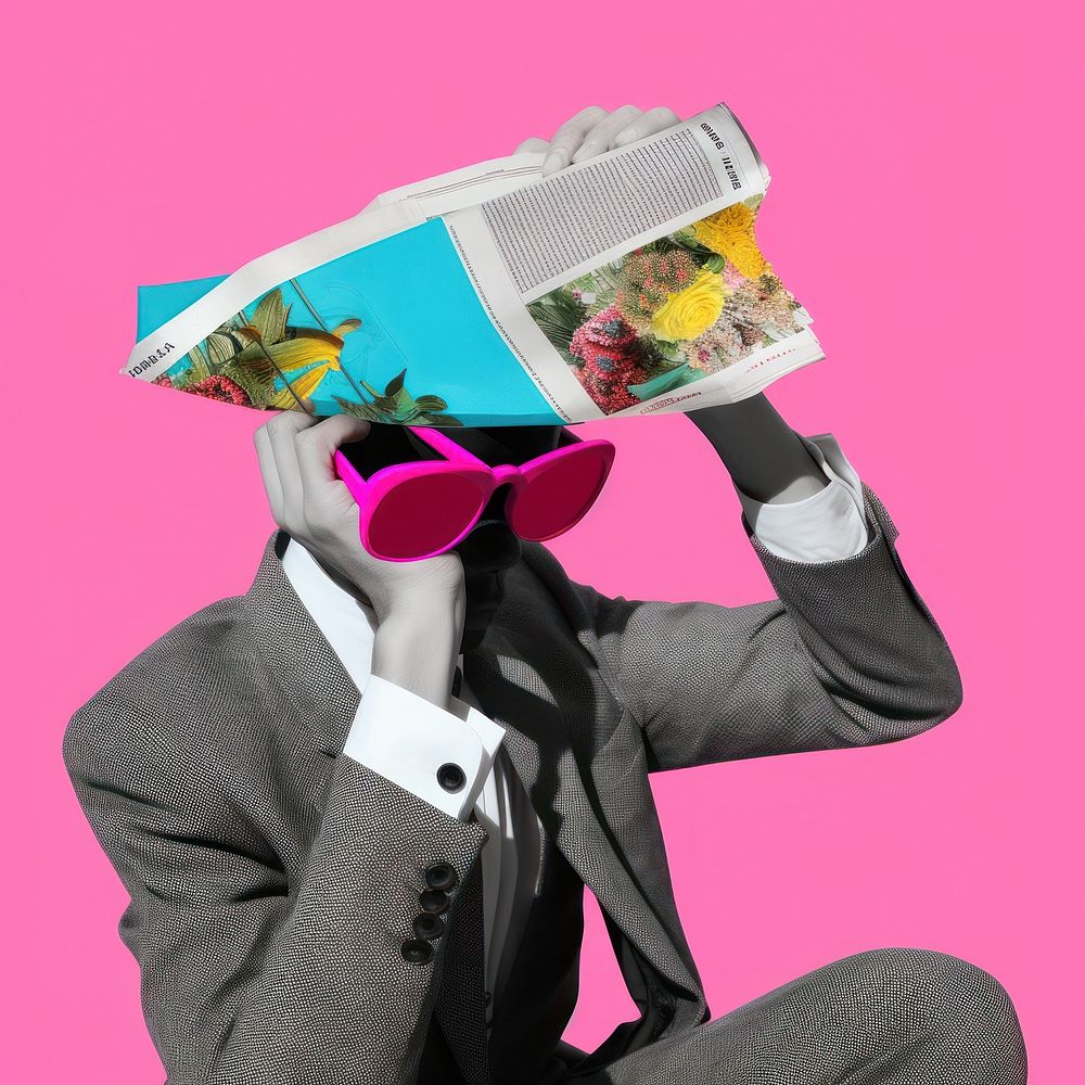 Minimal pop art collage represent of street men fashion newspaper photography clothing.