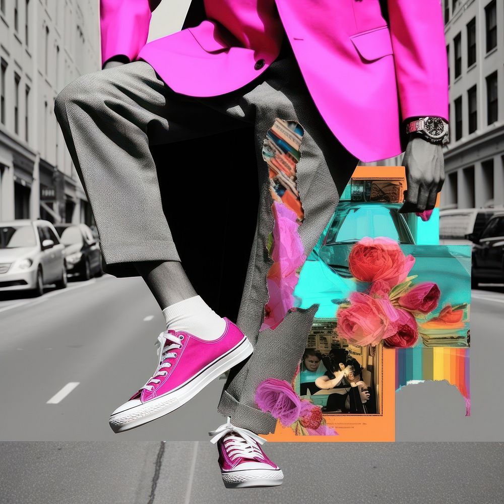 Minimal pop art collage represent of street men fashion urban transportation automobile.