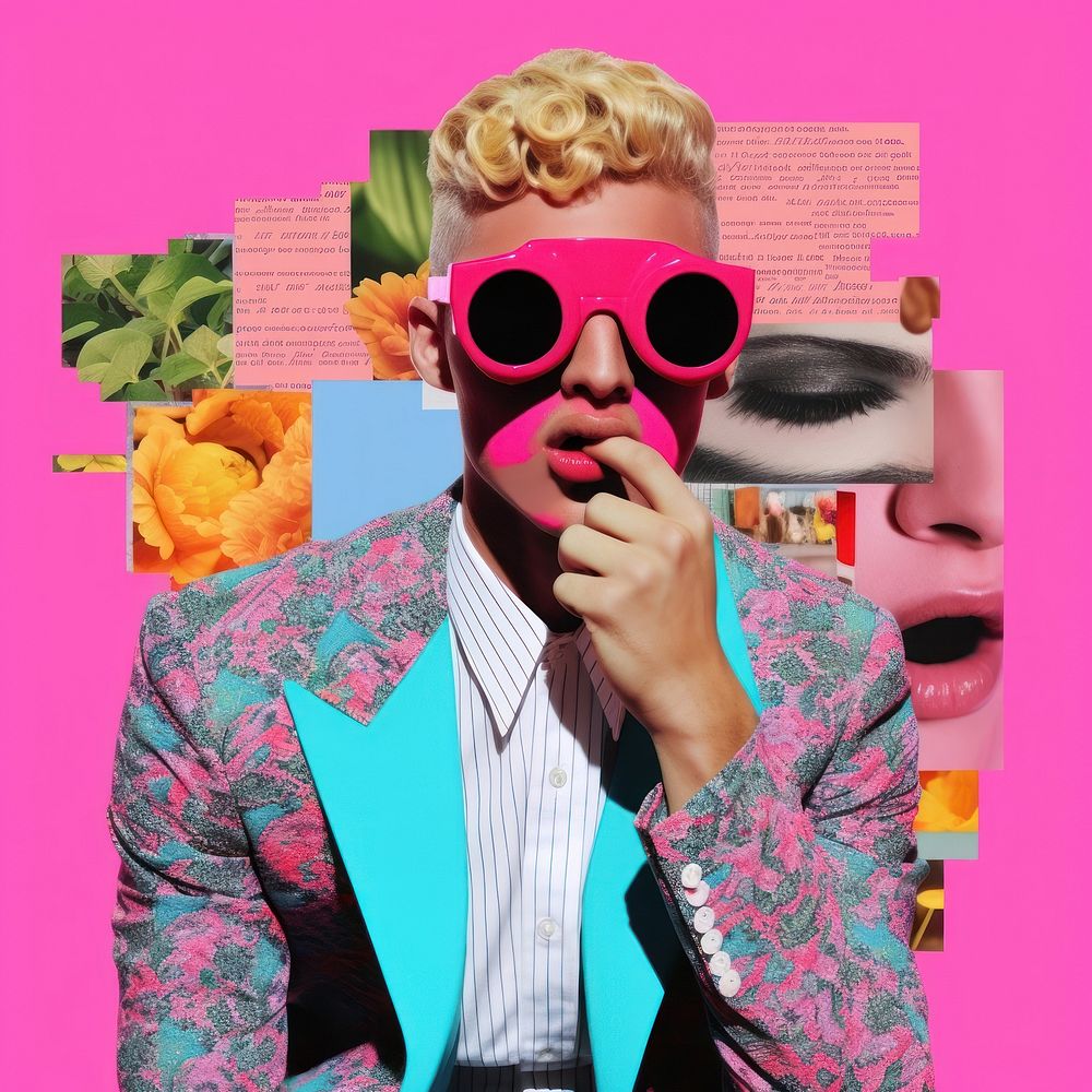 Minimal pop art collage represent of street men fashion advertisement accessories photography.