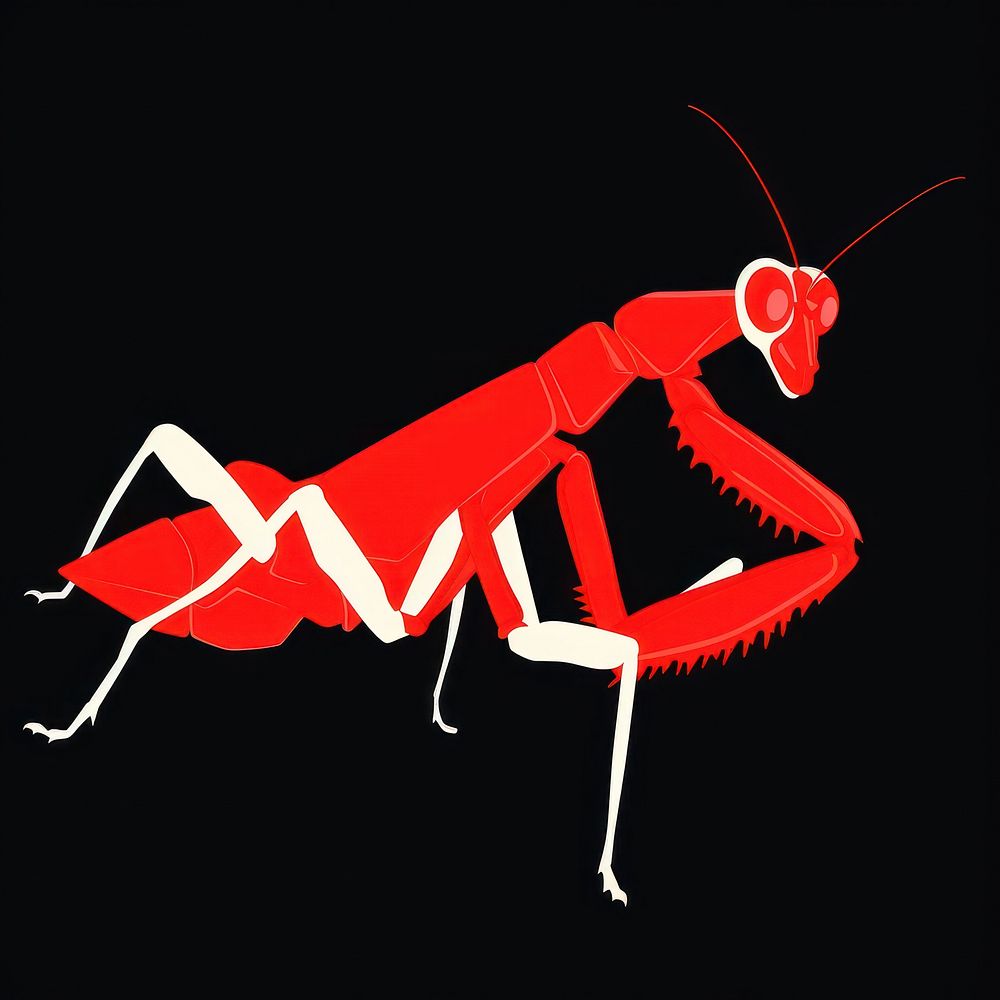 Symetric geography graphic of a praying mantis bug invertebrate weaponry animal.