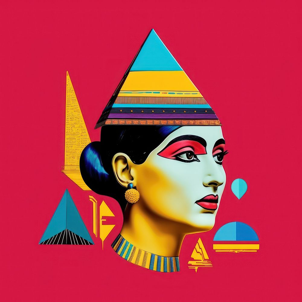 Pop Egypt traditional art collage represent of Egypt culture advertisement clothing brochure.