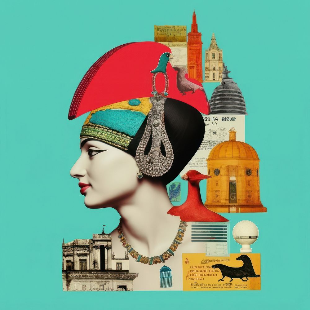 Pop Egypt traditional art collage represent of Egypt culture advertisement accessories accessory.