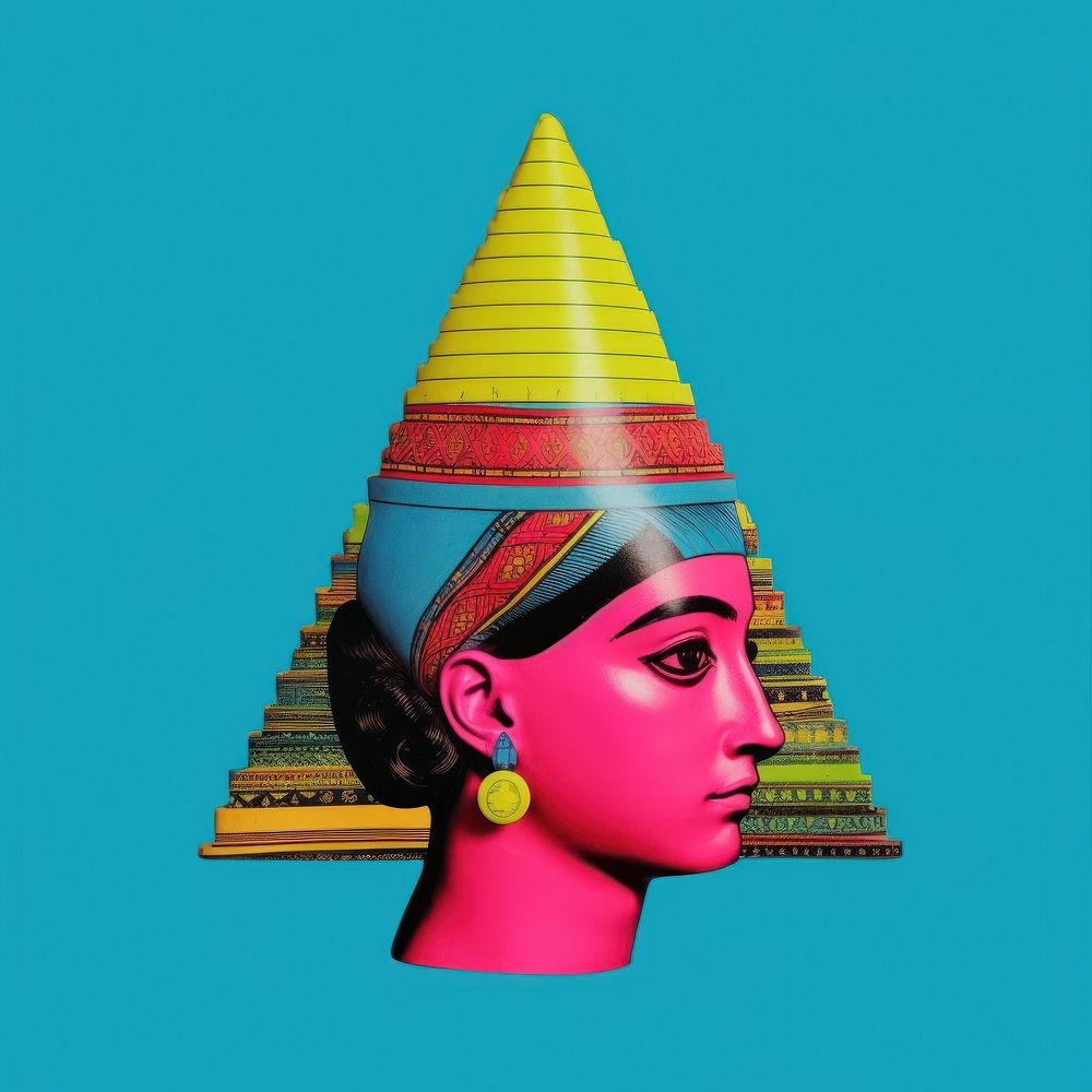 Pop Egypt traditional art collage represent of Egypt culture clothing apparel female.