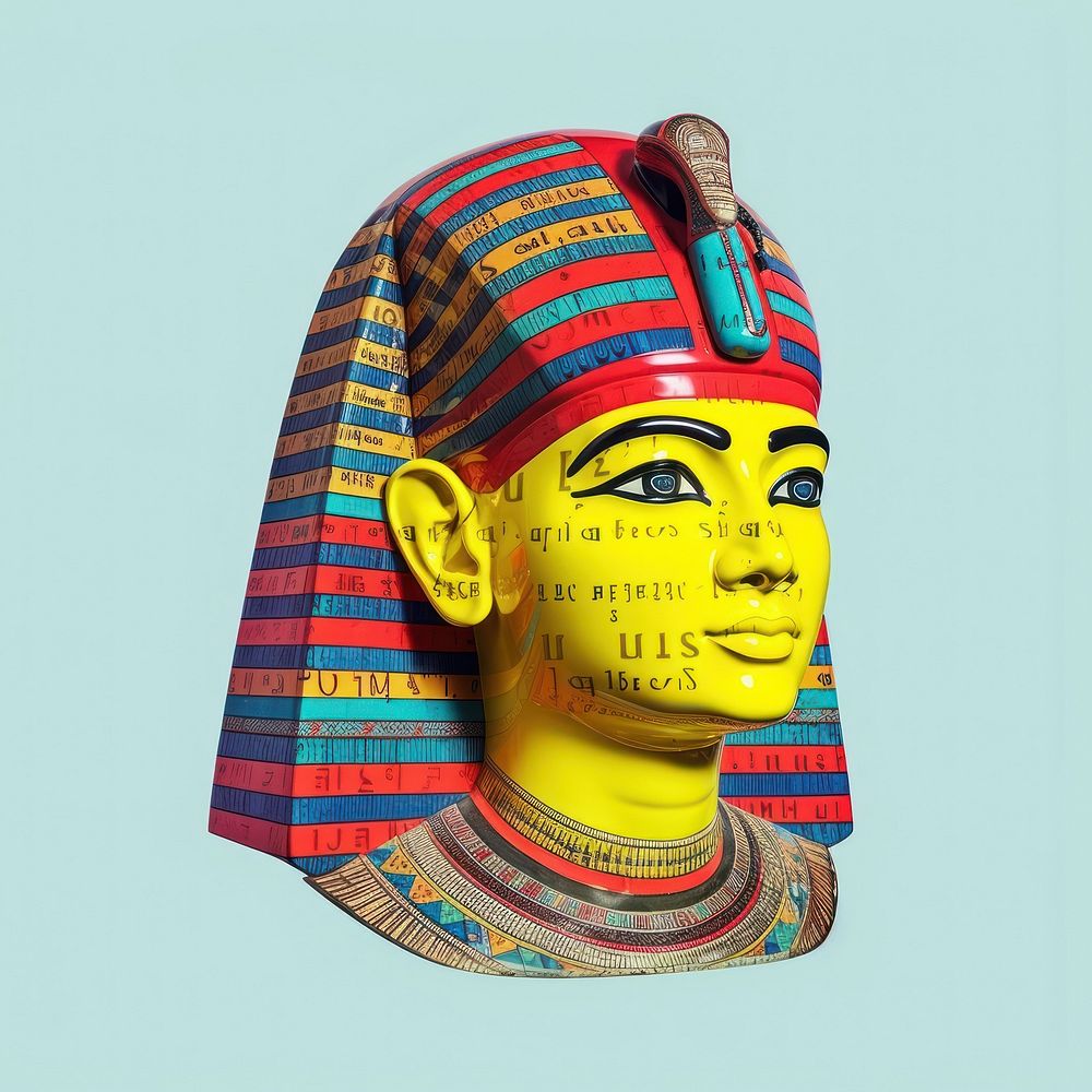 Pop Egypt traditional art collage represent of Egypt culture sculpture female person.