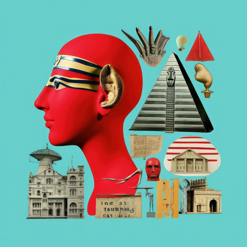 Pop Egypt traditional art collage represent of Egypt culture advertisement brochure balloon.