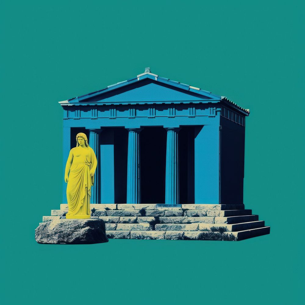 Pop greece traditional art collage represent of greece culture architecture parthenon clothing.