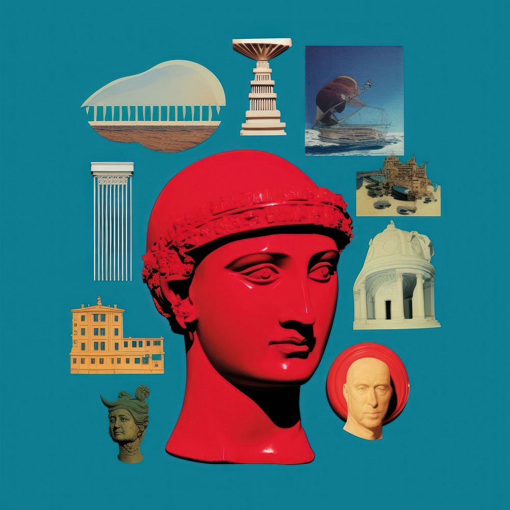 Pop greece traditional art collage represent of greece culture clothing apparel person.