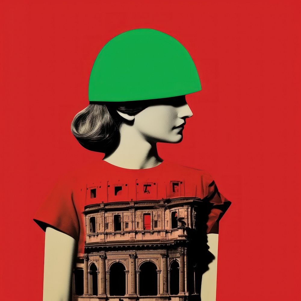 Pop italy traditional art collage represent of italy culture advertisement photography clothing.