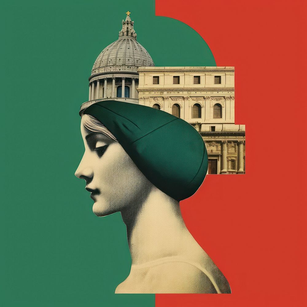 Pop italy traditional art collage represent of italy culture advertisement photography clothing.
