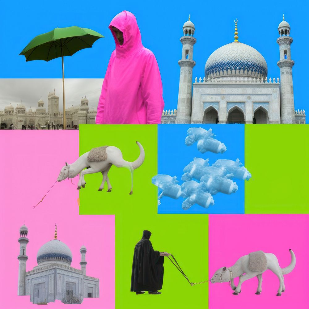 Pop islam art collage represent of islam culture architecture sweatshirt livestock.