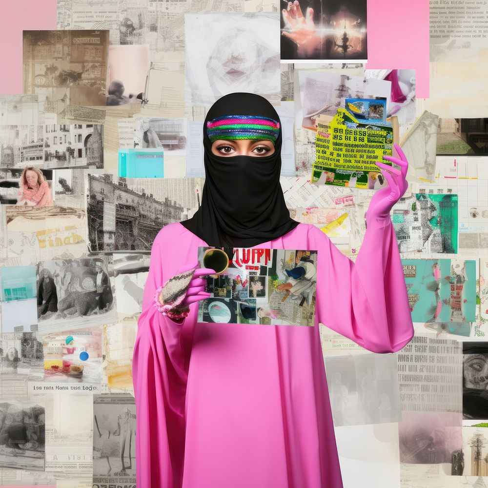 Pop islam art collage represent of islam culture female person adult.