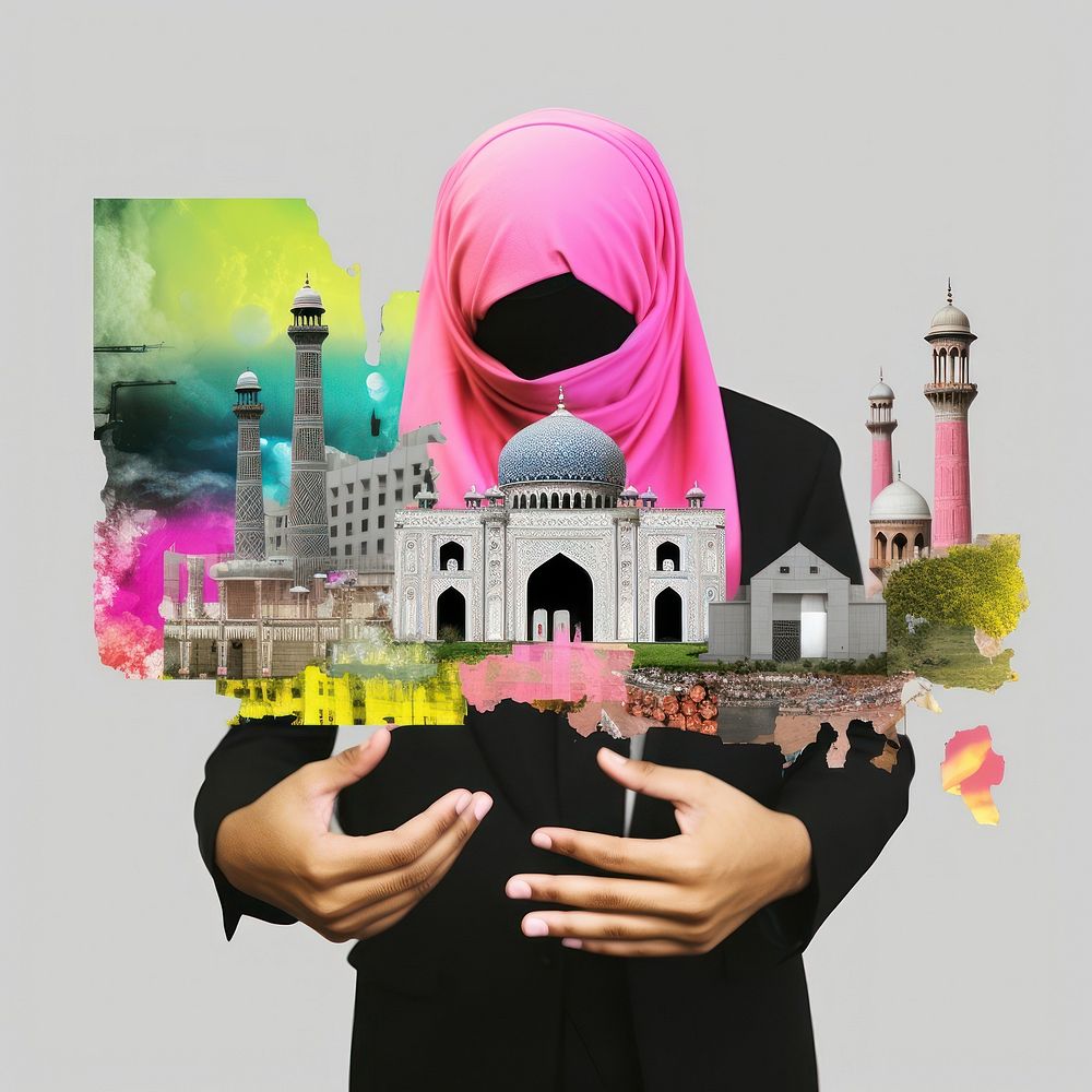 Pop islam art collage represent of islam culture architecture photography building.