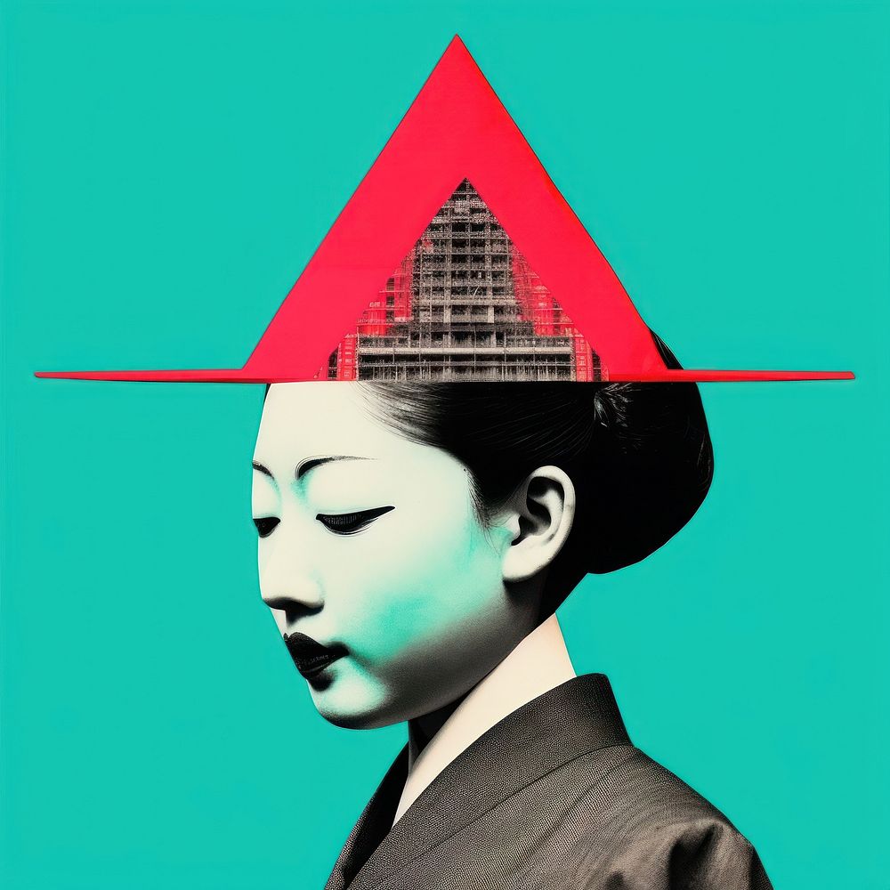Pop japan traditional art collage represent of japan culture advertisement brochure female.