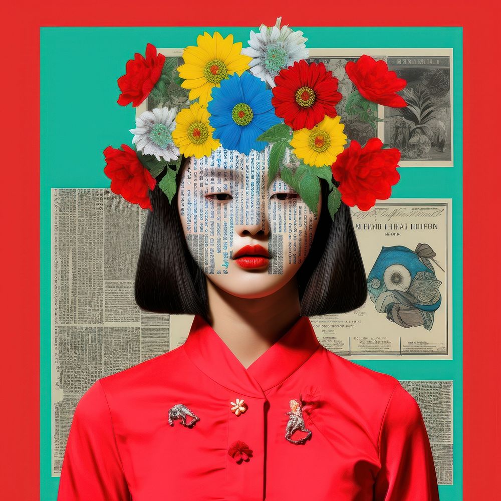 Pop korea traditional art collage represent of korea culture photography asteraceae performer.