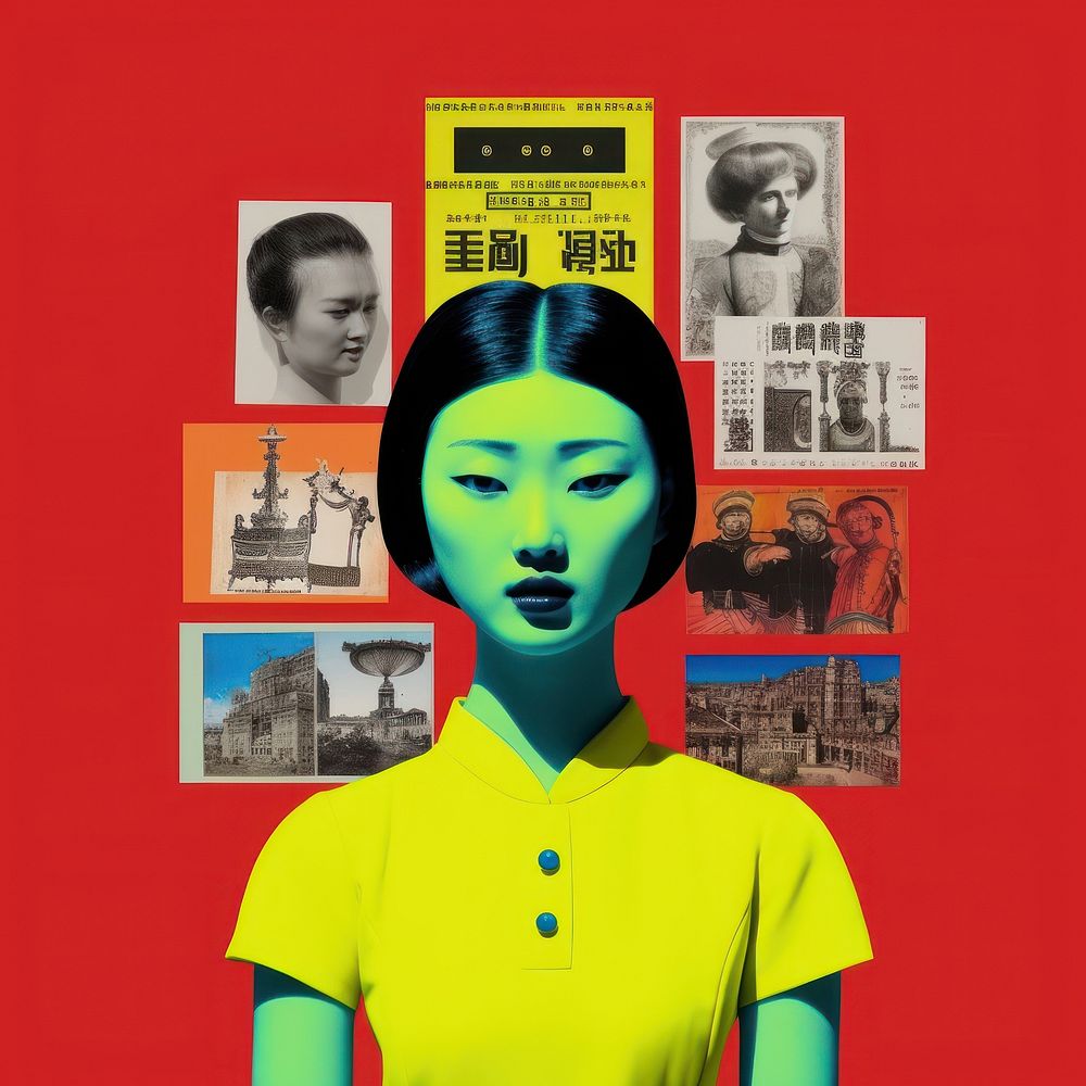 Pop korea traditional art collage represent of korea culture advertisement publication brochure.