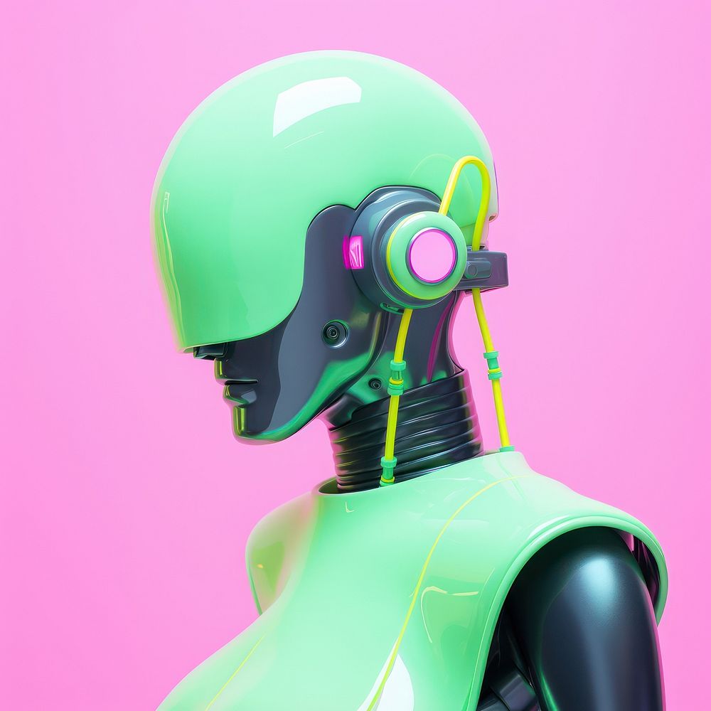 Portrait photo of the cybernatic robot helmet.
