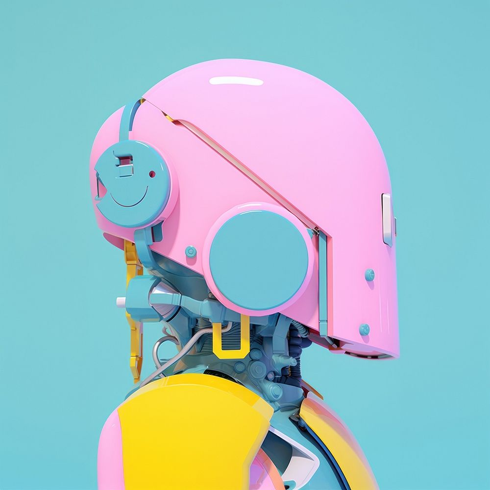 Portrait photo of the cybernatic robot helmet.